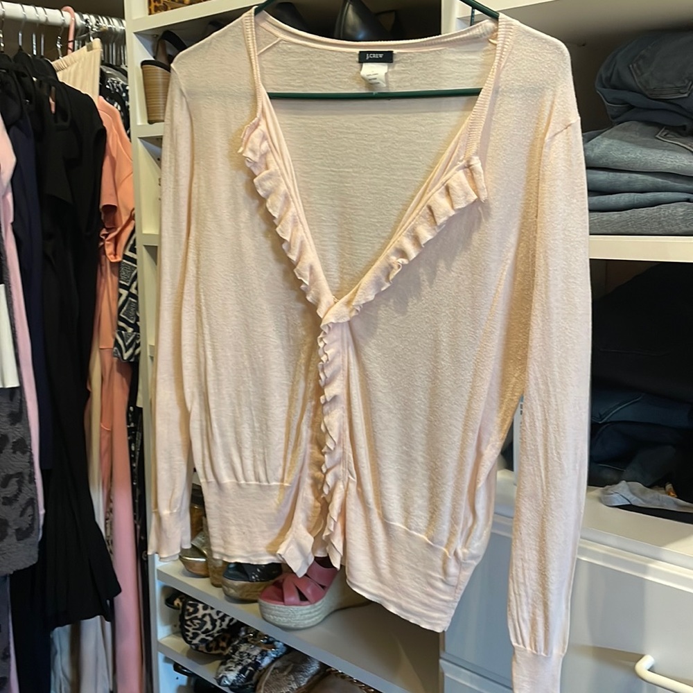 J crew summer weight ruffled cardigan